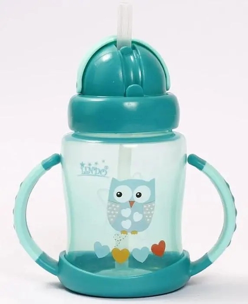 Поильник-непроливайка Lindo Premium, с силиконовой соломинкой, 6+ мес., 210 мл, бирюзовый (А 40 зел) - Pampik - 2