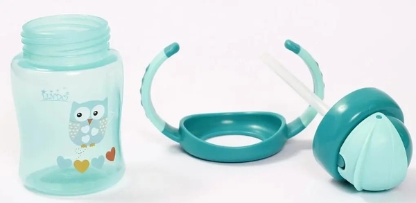 Поильник-непроливайка Lindo Premium, с силиконовой соломинкой, 6+ мес., 210 мл, бирюзовый (А 40 зел) - Pampik - 3