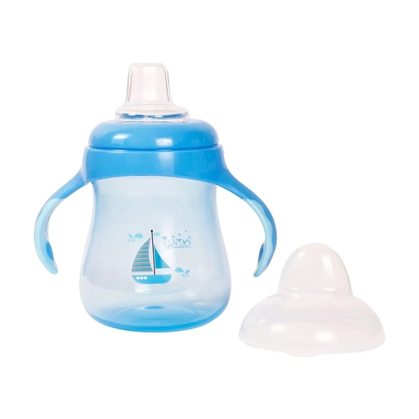 Поїльник-непроливайка Lindo, з ручками і силіконовим носиком, 6+ міс., 250 мл, синій (LI 711 син) - Pampik - 2