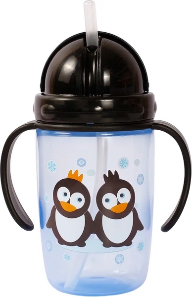 Поїльник-непроливайка Курносики, з ручками та силіконовою соломинкою, від 9 міс., 360 мл, блакитний (7224 син) - Pampik