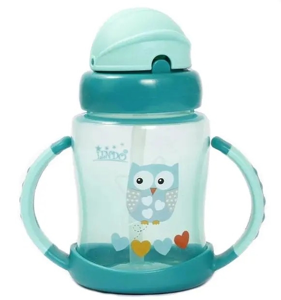 Поильник-непроливайка Lindo Premium, с силиконовой соломинкой, 6+ мес., 210 мл, бирюзовый (А 40 зел) - Pampik