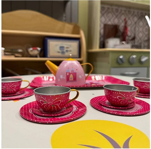 Игровой набор посуды металлической Legler, розовый (8973/34019) - Pampik - 4