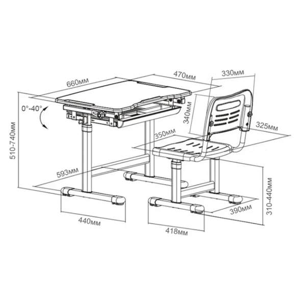 Комплект детской мебели FunDesk парта и стул трансформеры Piccolino III Grey-w - Pampik - 9
