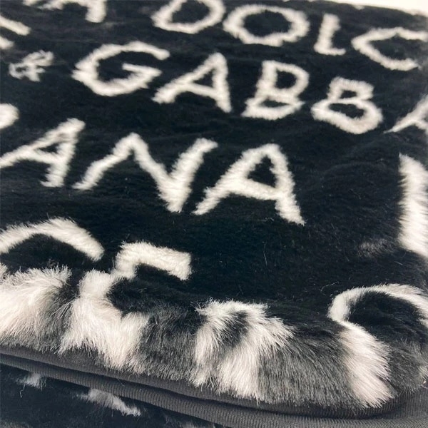 Плед NL Baby Dolce Gabbana, хутряний, 90х77 см, чорний-білий (25544) - Pampik - 3