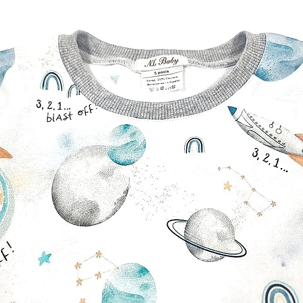 Піжама NL Baby з довгими рукавами, бавовняна, утеплена, 4 роки, біло-сірий (00530/37882) - Pampik - 4