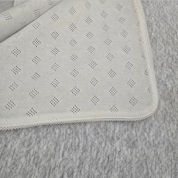 Плед NL Baby, двусторонний, хлопковый, 85х85 см, серый с белым (049/31835) - Pampik - 5