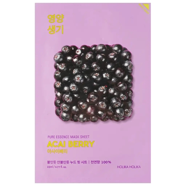 Тканинна маска Holika Holika Pure Essence Mask Sheet Acai Berry Ягоди асаї, 23 мл - Pampik
