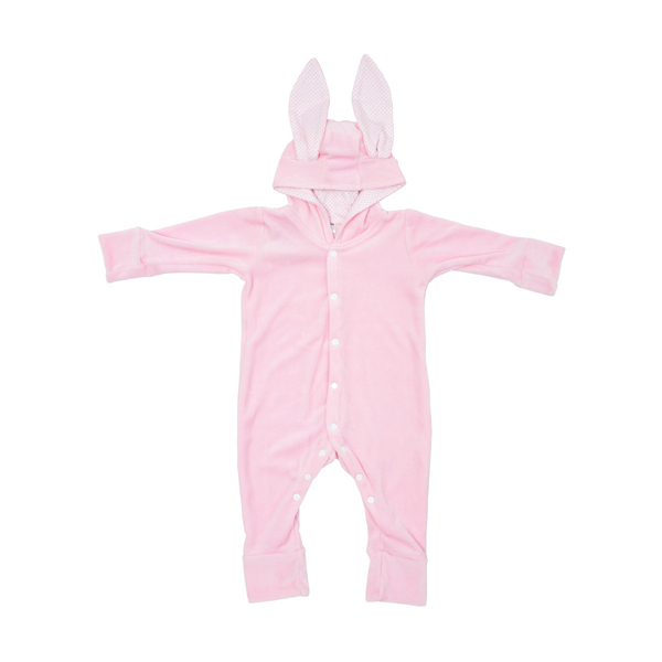 Ромпер Twins Rabbit, велюр, р.62, рожевий (W-111-TBR-6208) - Pampik