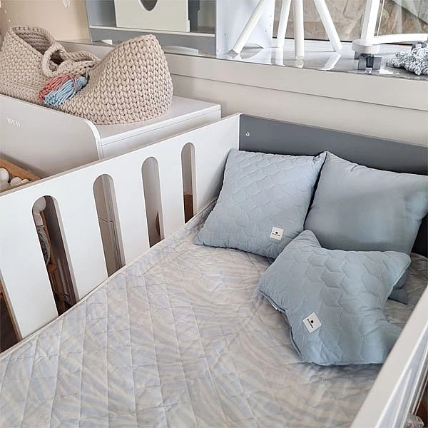 Плед NL Baby, двусторонний, хлопковый, 100х75 см, бело-голубой (143/21687) - Pampik - 4