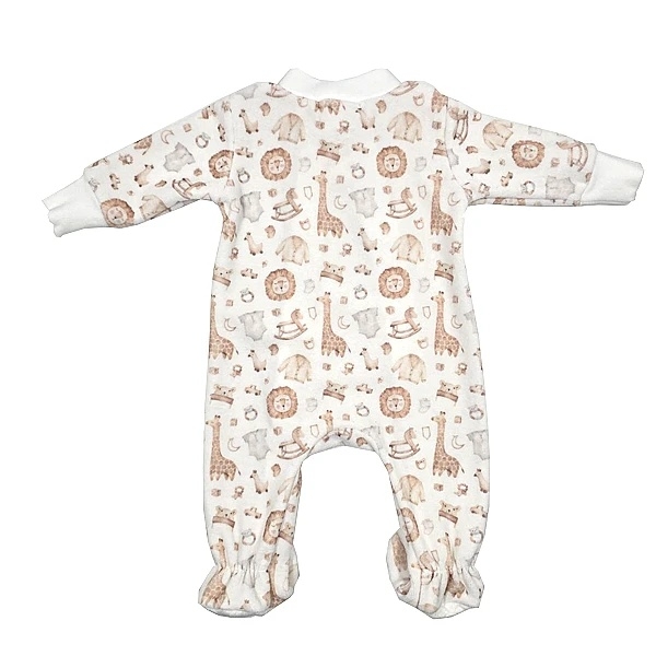 Чоловічок NL Baby на блискавці, велюр, 1 міс., біло-бежевий (011/38119) - Pampik - 3