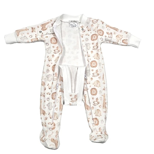 Чоловічок NL Baby на блискавці, велюр, 1 міс., біло-бежевий (011/38119) - Pampik - 2