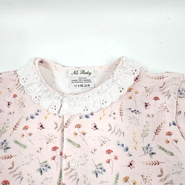 Человечек NL Baby на кнопках, хлопок, 9-12 мес., розовый (014/38132) - Pampik - 3