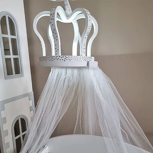 Набор NL Baby: подвесной держатель для балдахина Корона и балдахин, белый (0000/31703) - Pampik - 5