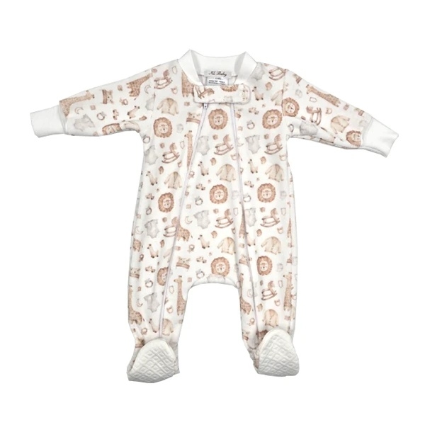 Чоловічок NL Baby на блискавці, велюр, 1 міс., біло-бежевий (011/38119) - Pampik