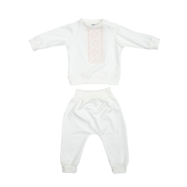 Костюм святковий Twins, з вишивкою, інтерлок, р.68, рожевий (W-124-TCW68-08) - Pampik