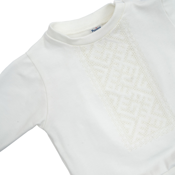 Костюм святковий Twins, з вишивкою, інтерлок, р.74, світло-бежевий (W-124-TCW74-202) - Pampik - 3