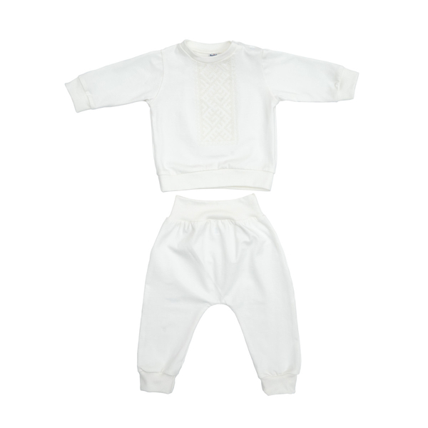 Костюм святковий Twins, з вишивкою, інтерлок, р.74, світло-бежевий (W-124-TCW74-202) - Pampik