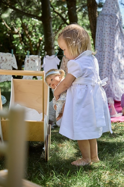 Сукня святкова Twins Belle, льон, р.80, білий (W-210-TBL80-01) - Pampik - 5