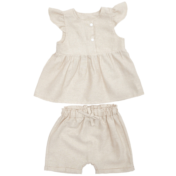 Комплект для девочки Twins Linen, лен, р.68, бежевый (W-101-HTL68-23) - Pampik