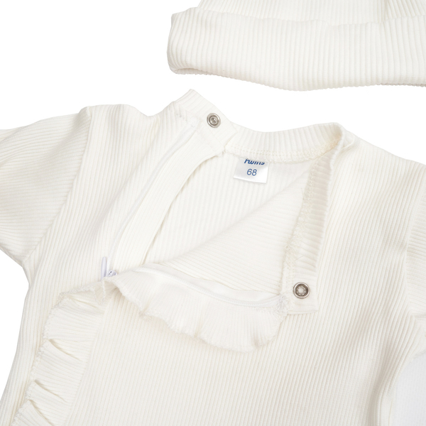 Чоловічок та шапочка для дівчинки Twins Ego Baby Girl, інтерлок, р.68, молочний (W-192-TEBG68-202) - Pampik - 2