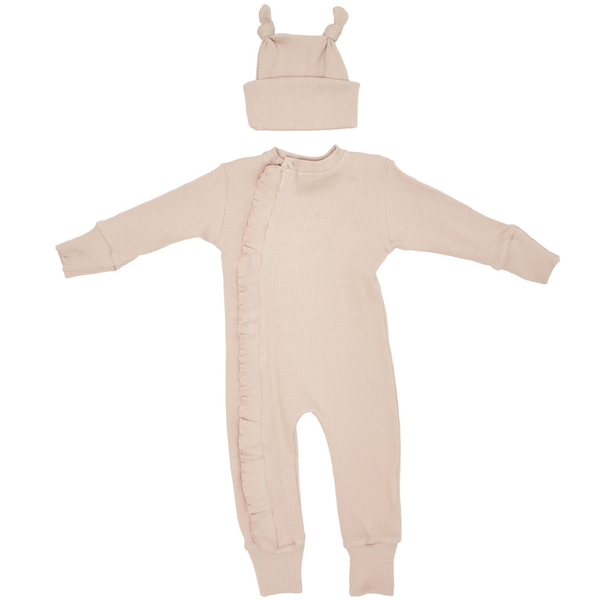 Чоловічок та шапочка для дівчинки Twins Ego Baby Girl, інтерлок, р.62, бежевий (W-192-TEBG62-02) - Pampik