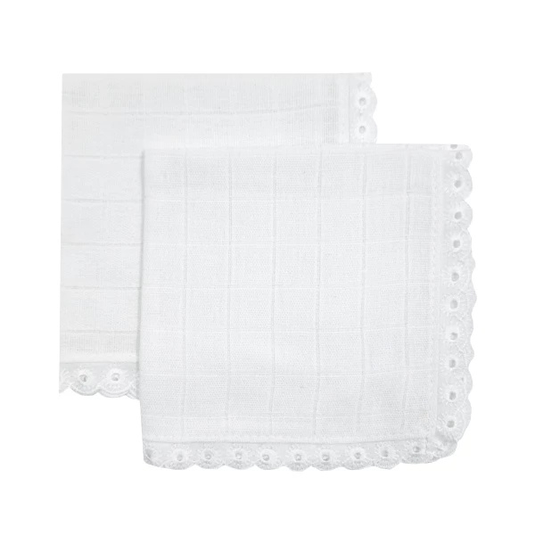 Носові хусточки дитячі NL Baby, 25х25 см, 2 шт., білий (0000/27814) - Pampik