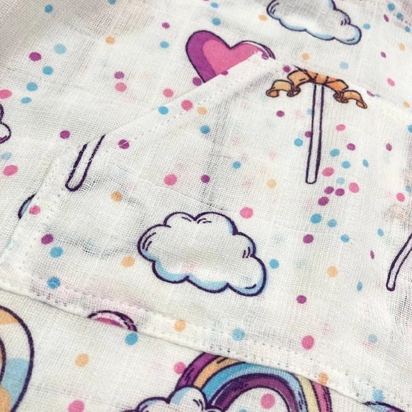 Накидка детская NL Baby, муслин, 12-24 мес., белый с сиреневым (304/34300) - Pampik - 3