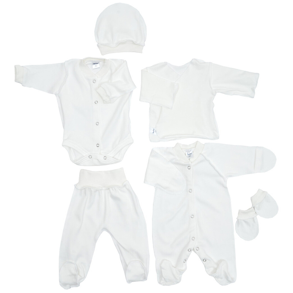 Комплект дитячого одягу в пологовий Twins, інтерлок, р.52, молочний (W-191-TP6-52202) - Pampik