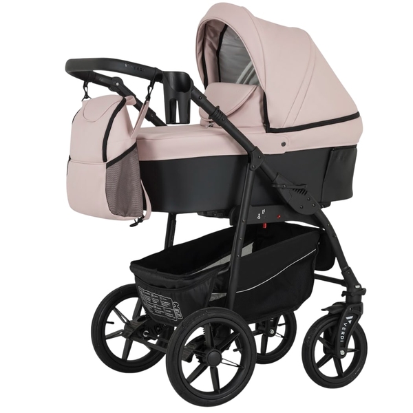 Універсальна коляска 3 в 1 Verdi Sonic Comfort 9023-VC-08 powder pink/black skin - Pampik