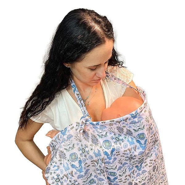 Накидка для годування NL Baby з чохлом, 80х60 см, біло-блакитний (802/37171) - Pampik - 6