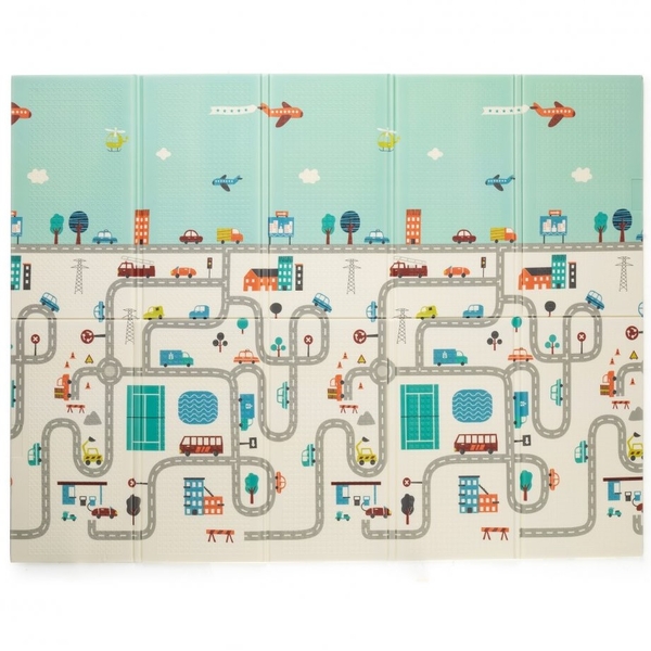 Двосторонній складаний дитячий килимок Petite&Mars Campy Elephant&City (435071) - Pampik