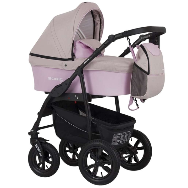 Универсальная коляска 3 в 1 Verdi Sonic Plus 9023-VSP-17, бежевый с розовым - Pampik