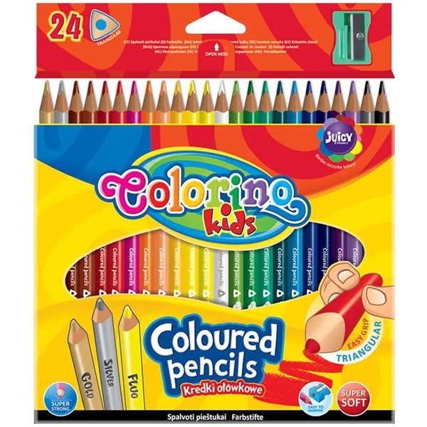 Олівці кольорові Colorino, тригранні, з точила, 24 кольори (57462PTR) - Pampik