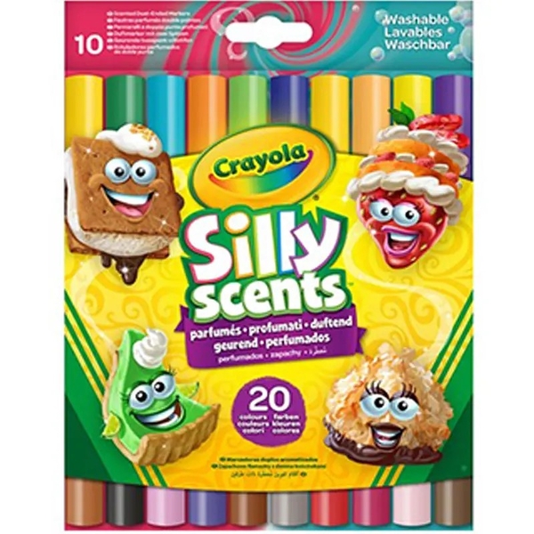 Набір двосторонніх фломастерів Crayola Silly Scents Washable з ароматом,10 шт. (58-8344) - Pampik
