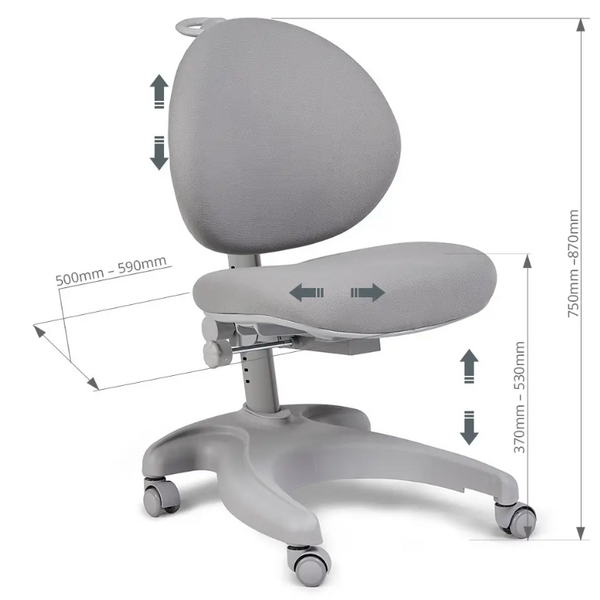 Дитяче крісло FunDesk Cielo Grey з підлокітниками та підставкою для ніг - Pampik - 3