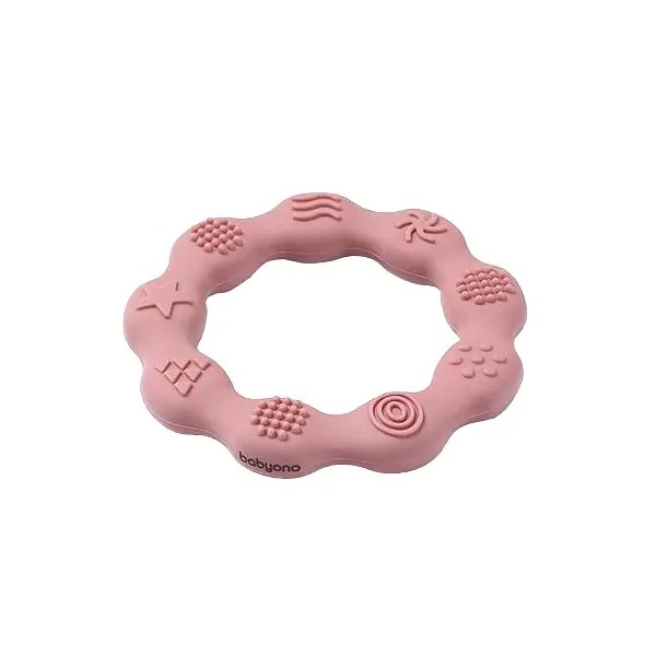Прорезыватель для зубов BabyOno Кольцо, силиконовый, розовый (825/02) - Pampik