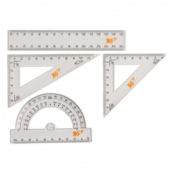Набір лінійок Yes, 4 предмета, 15 см, прозорий (370263) - Pampik - 2