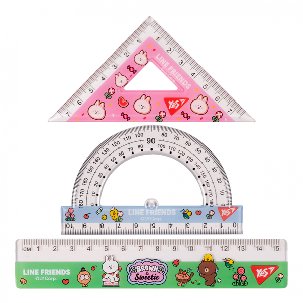 Набір лінійок Yes Line friends, 3 предмети, 15 см (370676) - Pampik - 2