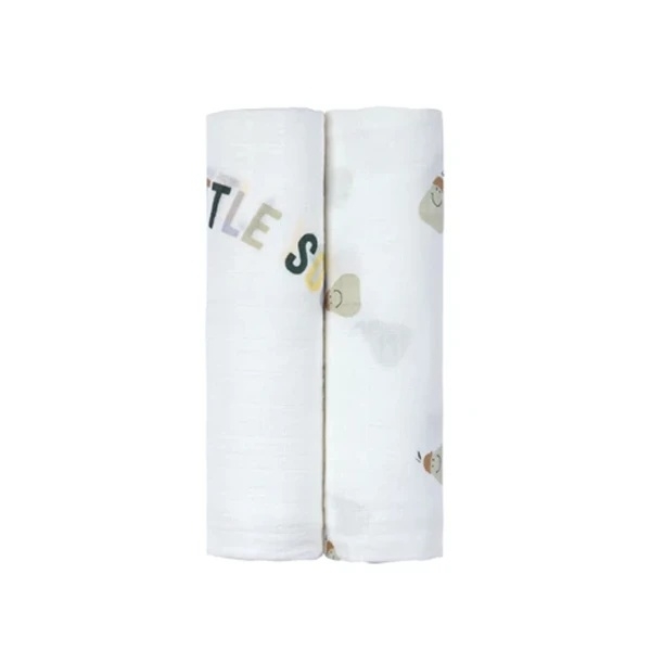 Пеленки муслиновые Lassig, 120х120 см, 2 шт., белый (13120027007/38318) - Pampik