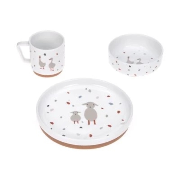 Набір дитячого посуду Lassig Вівця, порцеляна, з антиковзаючими елементами, 3 предмети, білий (1210037841/35849) - Pampik - 2