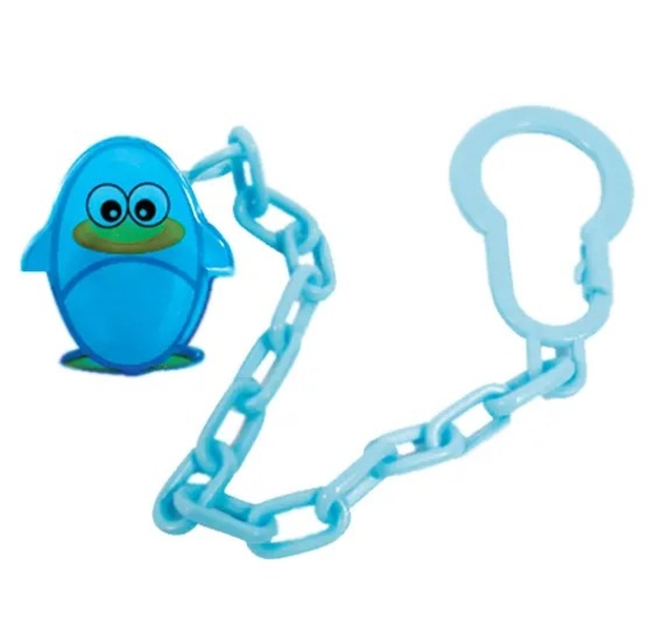 Цепочка для пустышки Lindo Зайка с клипсой, синий (Pk 217) - Pampik