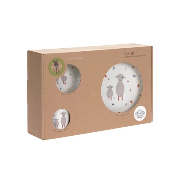 Набір дитячого посуду Lassig Вівця, порцеляна, з антиковзаючими елементами, 3 предмети, білий (1210037841/35849) - Pampik - 3