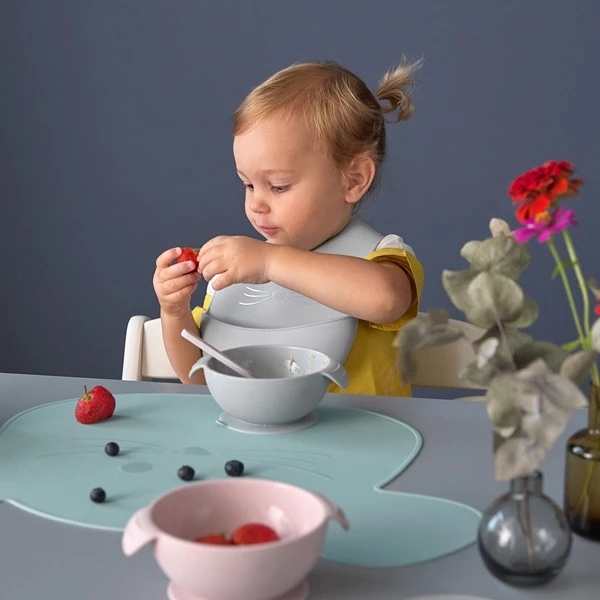 Тарелка глубокая Lassig на присоске, силиконовая, 11.5х11.5х5.5 см, серый (1310025200/35843) - Pampik - 5