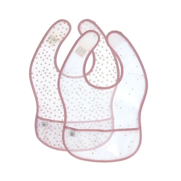 Слинявчик водонепроникний Lassig Шиншила з кишенею, 2 шт., біло-рожевий (1311017329/35818) - Pampik