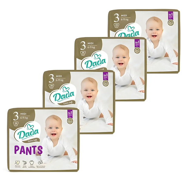Подгузники-трусики Dada Extra Soft 3 (6-11 кг), 136 шт. (4 уп. по 34 шт.) - Pampik