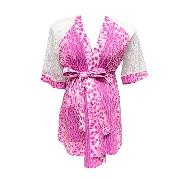 Домашній костюм New Life з мереживом, халат та брюки, р.44, рожевий (097/17464) - Pampik - 2