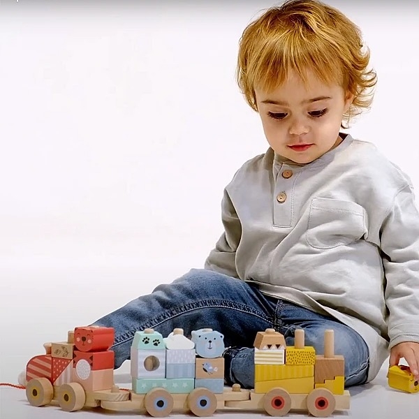 Іграшка дерев'яна на мотузці Eurekakids Паровоз (691842199/36773) - Pampik - 3