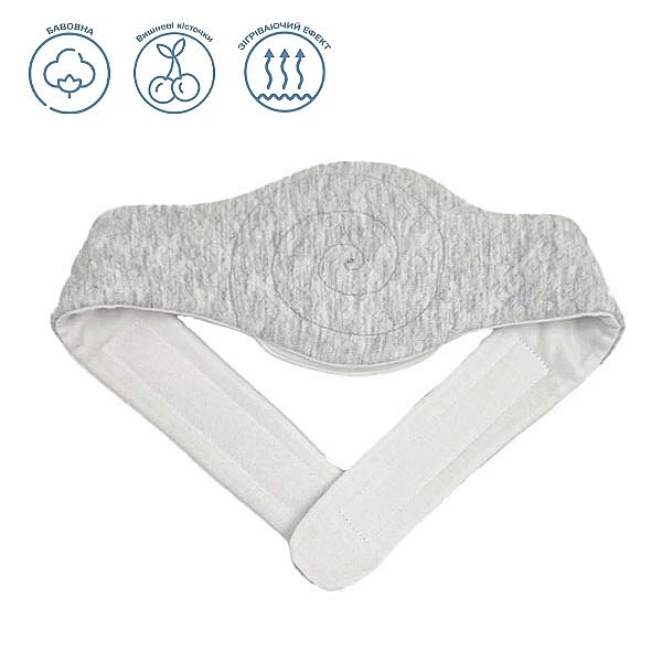 Антиколікова грілка-масажер New Life expert з кісточками вишні, 65х11х2 см, сірий з білим (007/36882) - Pampik - 2