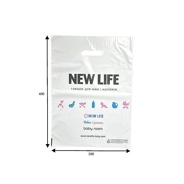 Фирменный пакет New Life, маленький, 30х40 см, белый (35973) - Pampik - 2