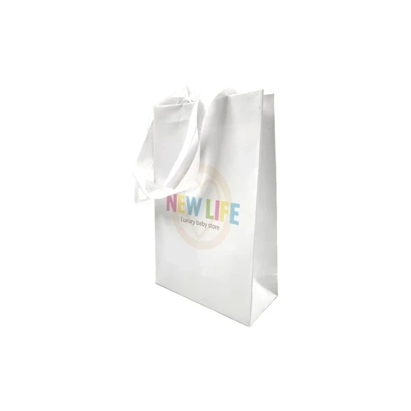 Подарунковий паперовий пакет New Life, 24х16х7 см, білий (35931) - Pampik